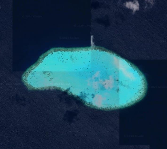Satellite view of the Gaafu Dhaalu Atoll lagoon listed on page 17 of the Miliona Island Estates 2026 brochure